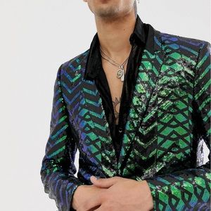Men’s Skinny Sequined Geo Tuxedo (NWT)